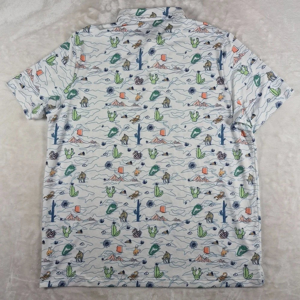 Adidas Polo Shirt Men's 2XL XXL White Perforated Desert Arizona Cactus Snake NWT
